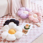 Black Flower Decorative Throw Pillows, Cute Daisy Shaped Plush Pillow, Soft 14.9" Floor Seat Cushion