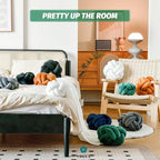Knot Pillow Ball, Soft Decorative Throw Pillows Cushion, 11 Inch Round Plush Knotted Pillows Dark Green Pillow, Modern Home Throw Knot Decorative Cushion for Bedroom, Sofa, Couch