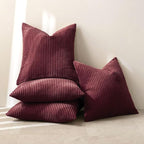 MIULEE Boho Farmhouse Throw Pillow Covers 16x16 Inch Set of 4 Mordern Nordic Cushion Covers Soft Corduroy Christmas Home Decor for Couch Bed Sofa Living Room Burgundy