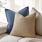 Foindtower Set of 2, Decorative Textured Boucle Throw Pillow Covers Accent Solid Pillow Cases Soft Cozy Couch Cushion Case for Chair Sofa Bedroom Living Room Home Decor 24 x 24 Inch Taupe Khaki Camel