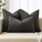 MIULEE 12x20 Inch Decorative Lumbar Throw Pillows for Bed Set of 2 Textured Boucle Neutral Winter Throw Pillow Covers Dark Coffee Accent Solid Pillowcases Sofa Livingroom Home Decor
