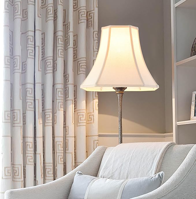 Cream Square Cut Corner Bell Lamp Shade Set of 2 Medium Lampshade 6.5``Top×13``Bottom×10.6``Hight(Spider) Vintage Lamp Shade for Table & Floor Lamp - Lampshade Replacement