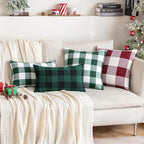 MIULEE Christmas Pack of 2 Buffalo Check Plaids Porch Throw Pillow Covers Classic Retro Farmhouse Cushion Case Soft Square Pillowcases for Home Decor Sofa Bedroom Couch 12 x 20 Inch Green and White