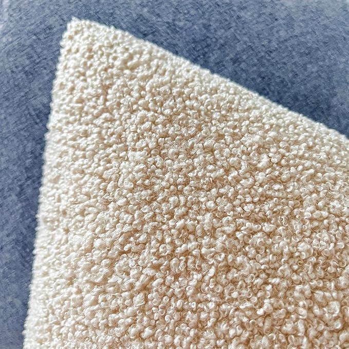Foindtower Pack of 2, Curly Faux Fur Decorative Throw Pillow Covers Soft Fuzzy Plush Cushion Case with Zipper Cozy Pillowcase for Home Living Room Couch Bed Sofa 24 x 24 Inch, Light Beige