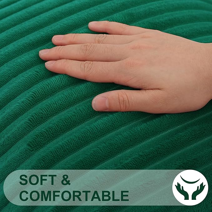 Simmore Decorative Throw Pillow Covers 24x24 Set of 2, Soft Natural Plush Flannel Double-Sided Fluffy Couch Pillow Covers for Sofa Living Room, Green