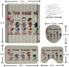 Halloween Horror Bathroom Decor Set with Creepy Cartoon Shower Curtain and Mats, 4-Piece Scary Bathroom Sets, Waterproof Curtain with Hooks, Non-Slip Rug Set for Spooky Decor