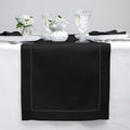 Solino Home Linen Black Table Runner 90 Inches Long - 100% Pure Linen Hemstitch 14 x 90 Inch Table Runner for Dining, Fall, Autumn, Halloween, Thanksgiving, Holiday - Classic Hemstitch