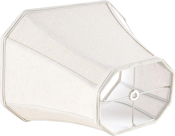 GO&SO Square Cut Corner Lampshade, 8x14x11 Inch Medium Table Lamp Shade Beige, Natural Fabric Handcrafted, Easy Assembly Required (Single) Living Room Floor Lamp Shades Replacement,Modern