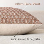 Foindtower Set of 2 Decorative Vintage Floral Print Throw Pillow Covers Neutral Farmhouse Cushion Covers Boho Home Decor for Sofa Couch Chair Bedroom Living Room,22×22 Inch,Light Orange Brown