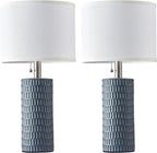 Table Lamps for Living Room Set of 2, Ceramic Table Lamps for Bedroom, 20" Modern Lamps for Night Stands, Grey