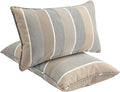 Outdoor Lumbar Pillows Water Resistant 12x20 inch,Decorative Throw Pillow Set of 2 with Insert,Hidden Zipper Headrests for Patio Furniture Sofa Couch Chair(Gray Stripe)