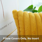 JOJUSIS Pack of 2 Faux Fur Plush Decorative Throw Pillow Covers Couch Cushion Case Soft Pillowcases (Mustard Yellow, 18 x 18-Inch)