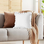 KKJIAF Ruffle Pillow Cases 24x24 Inches, White Square Ruffled Pillow Covers Set of 2, Microfiber Wrinkle Resistant Pillow Shams with Envelope Closure for Sofa Bed Living Room
