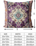 Snycler Boho Throw Pillow Covers 24x24 inch Set of 2 Boho Rug Carpet Double Sided Pattern Cotton Soft Pillow Case Cushion Cover Pillowcase for Couch Sofa Bed Decorative (Purple)