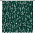 Emerald Green Botanical Shower Curtain Vintage Herbs Floral Farmhouse Cute Boho Leaves Plant Retro Flowers Bathroom Curtain Set with Hooks(84" Wx70 H)