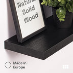 BAOBAB WORKSHOP Wood Floating Shelves for Wall 36 Inches Long - Heavy Duty Wall Shelf for Bedroom, Solid Wooden Bathroom Shelves Large 36 Inch Kitchen Farmhouse - Black Shelf, 36W × 6.7D, Set of 2