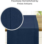 D'Moksha Homes Linen Navy Blue Table Runner 36 Inches - 100% Pure Linen Small Table Runner 14 x 36 Inch Ideal for Dresser, Coffee Tables, Fall, Autumn and Halloween - Classic Hemstitch