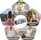 Picnic Blankets Outdoor Extra Large - Waterproof Picnic Blanket with Carry Strap | Machine Washable Picnic Mat with Sandproof Backing for Park,Grass,Hiking,Travel,Concerts,Indoor(Aegean Blue)