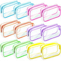 Weewooday 12 Pieces Clear Makeup Bags Cosmetic Storage Bags PVC Zipper Pouches Travel Waterproof Makeup Plastic Case for Women Organizing Toiletries Traveling Bathroom (Large,Bright Color)