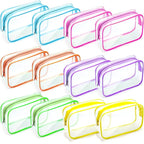 Weewooday 12 Pieces Clear Makeup Bags Cosmetic Storage Bags PVC Zipper Pouches Travel Waterproof Makeup Plastic Case for Women Organizing Toiletries Traveling Bathroom (Large,Bright Color)