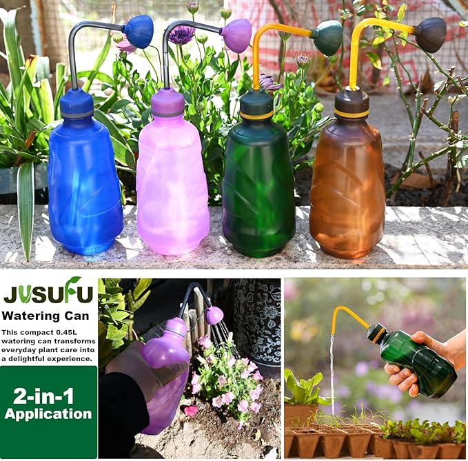 2 Pack Watering Can for Seedlings, Small Watering Can for House Plant Garden Flower 0.45L (Purple)