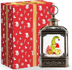Christmas Snow Globe Lantern Water Glittering Gnomes Scandinavian Santa Elf with Music, USB Lined/Battery Operated Lighted Lantern for Christmas Festival Decoration Gifts