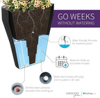 Crescent Garden Rim TruDrop Planter, Self-Watering Plant Pot, 22-Inch (Midnight)