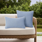 Decorative Outdoor Water Repellent Throw Pillows with Inserts, Set of 4, 20" x12" Pillows for Patio, Backyard, Bed, Couch, and Patio Furniture, Powder Blue