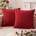 MIULEE Christmas Red Throw Pillow Covers Soft Corduroy Decorative Set of 2 Boho Striped Pillow Covers Pillowcases Farmhouse Home Decor for Couch Bed Sofa Living Room 20x20 Inch