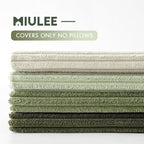 MIULEE Boho Farmhouse Throw Pillow Covers 20x20 Inch Set of 4 Mordern Neutral Green Cushion Covers Soft Corduroy Nordic Christmas Home Decor for Spring Couch Bed Sofa Living Room Green-White