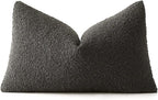 MIULEE Textured Boucle Throw Pillow Cover Dark Coffee Accent Solid Lumbar Pillow Case Decorative Soft Pack of 1 Couch Cushion Chair Sofa Bedroom Livingroom Home Decor,12x20 Inch