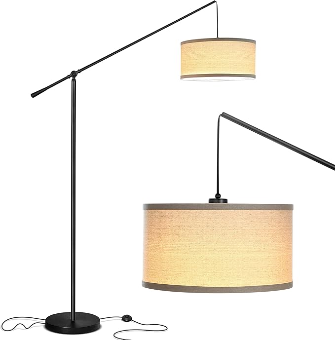 Brightech Hudson 2 - LED Floor lamp, Tall Lamp with Sturdy Base, Contemporary Arc Lamp for Living Rooms & Offices, Great Living Room Décor, Mid Century Modern for Bedroom - Jet Black