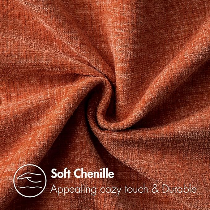 MIULEE Fall Pack of 2 Rust Throw Pillow Covers 12x20 Inch Soft Chenille Pillow Covers for Sofa Living Room Couch Solid Dyed Cases