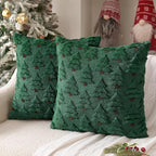 MIULEE Christmas Tree Decorative Pillow Covers Faux Fur Wool Throw Pillows Soft Plush Cushion Covers Set of 2 Xmas Home Decor Winter Holiday for Sofa Couch Livingroom Bed 18x18 Inch Dark Green