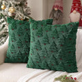 MIULEE Christmas Tree Decorative Pillow Covers Faux Fur Wool Throw Pillows Soft Plush Cushion Covers Set of 2 Xmas Home Decor Winter Holiday for Sofa Couch Livingroom Bed 20x20 Inch Dark Green