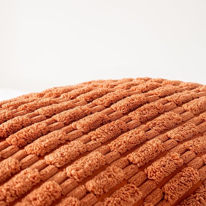 Fancy Homi Burnt Orange Long Body Lumbar Decorative Throw Pillow Cover 20x54 Inch for Bedroom Couch Bed Sofa, Farmhouse Boho Fall Room Decor, Soft Striped Corduroy Rectangle Pillow Case