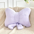Lavender Bow Pillow, Soft Bow Decorative Pillows with Faux Rabbit Fur, Cute 12" Bow Throw Pillows, Aesthetic Home Decor Bow Shaped Plush Pillow for Bedroom Sofa Couch
