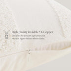 Double Stitch Checkered Throw Pillow Covers - 100% Cotton Tufted Boho Decorative Pillow Covers 20x20, Made in India, Square Plaid Cushion Case, Modern Home Decor for Couch, Sofa, Living Room, Cream