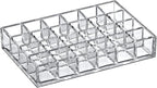 Amazing Abby - Allure - 24-Slot Acrylic Lipstick Organizer, Lipstick Holder, Lip Gloss Holder, Cosmetic Storage Display, Perfect Storage Solution for Drawer and Vanity (Slot Size: 1.0" x 1.0")