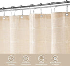 MitoVilla Cream Boho Extra Long Shower Curtain 72 x 84, Modern Farmhouse 84 inch XL Polyester Linen Texture Tassel Fabric Shower Curtain Set with Hooks for Cottagecore Country Bathroom Decor, Beige
