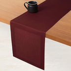 D'Moksha Homes Linen Dark Red Table Runner 120 Inches Long - 100% Pure Linen Dining Table Runner 14 x 120 Inch for Fall, Autumn and Halloween - Machine Washable