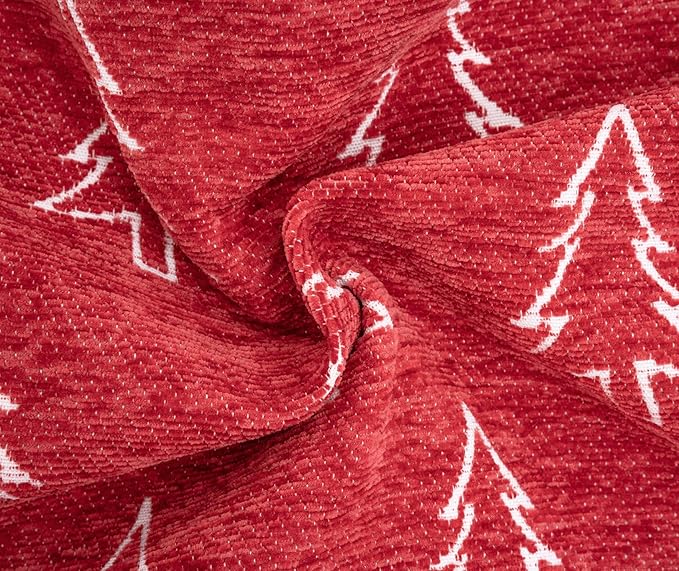 Reversible Christmas Pillow Covers 14x36, Chenille Double-Sided Snowflake & Tree, Cozy Farmhouse Holiday Throw Pillowcases with Hidden Zipper for Sofa, Couch and Bed(Red,36x14)