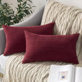 MIULEE Winter Pack of 2 Corduroy Pillow Covers 12 x 20 Inch Lumbar Christmas Throw Pillow Covers Burgundy Pillowcases for Sofa Bedroom Couch