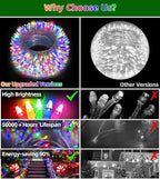 750 LED Chrstmas Lights, 240ft Outdoor Christmas String Lights with 12 Modes, Multicolor LED String Lights with Timer Dimmable Waterproof for Tree Fence Garden Xmas Wedding Party Decor Multicolor