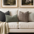 MIULEE Decorative Linen Check Euro Shams Throw Pillow Covers Neutral Farmhouse Vintage Pillow Covers 24x24 Set of 2 Boho Modern Winter Home Decor for Sofa Couch Bedroom Cushion Brown
