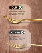 Stapava 40-Piece Matte Gold Silverware Set, Stainless Steel Gold Utensils Flatware Set for 8, Satin Finish Cutlery Include Forks Spoons and Knives Set for Home and Restaurant, Dishwasher Safe