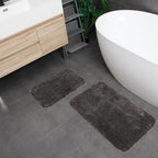 Acsploer Microfiber Bathroom Rugs and Mats Sets 2 Piece,Non-Slip Bath Rugs, Machine Washable Absorbent Bath Mats for Bathroom Floor, Shower (Brown, 16''x24'' Plus 20''x32'')