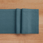 Solino Home Linen Table Runner 90 Inches Long - 100% Pure Linen Peacock Blue Table Runner 14 x 90 Inch - Fete