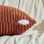 Fancy Homi Set of 2 Rust Boho Decorative Throw Pillow Covers 16x16 Inch for Couch Bed Sofa, Aesthetic Modern Organic Room Decor, Soft Fuzzy Striped Corduroy Cute Terracotta Textured Cushion Case 40cm