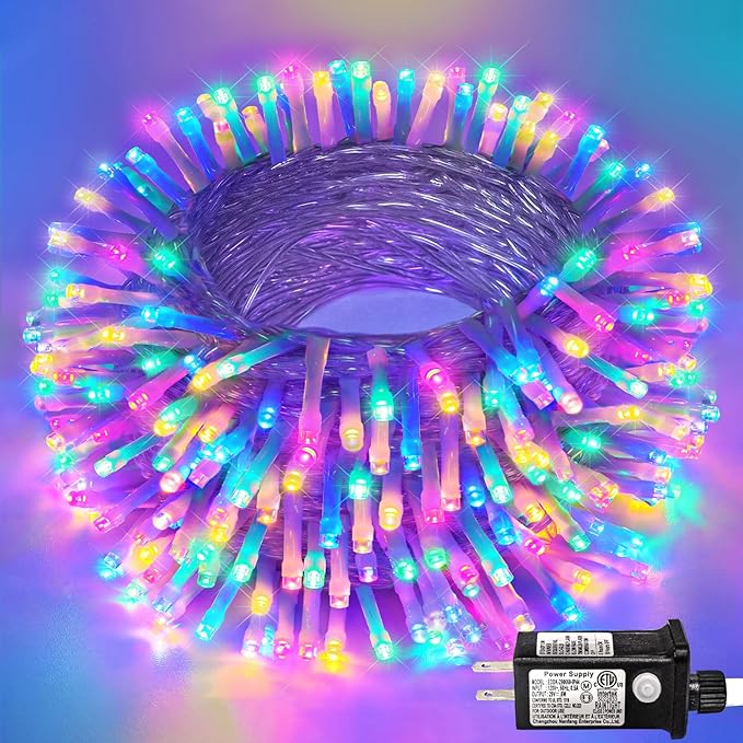 Christmas Lights Outdoor 8 Modes Clear Wire 131ft 400 LED, Colorful Twinkle Fairy Light Plug in for Bedroom Wedding Party Easter Christmas Decorations